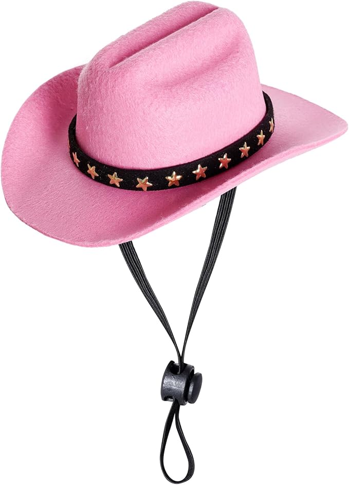 choyaxo Pet Cowboy Costume Cosplay Cap Halloween Costumes for Dogs Cat Pet Party Decoration Mini Cowboy Hat (Pink, Medium)