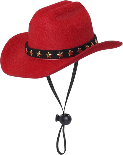 choyaxo Pet Cowboy Costume Cosplay Cap Halloween Costumes for Dogs Cat Pet Party Decoration Mini Cowboy Hat (Red, Small)