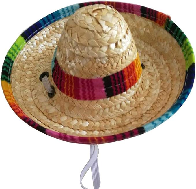 CIEOVO Dog & Cat Straw Sombrero Hat, Mini Mexican Hats, One Size Fits All, Lightweight, Multi-Use Pet Apparel