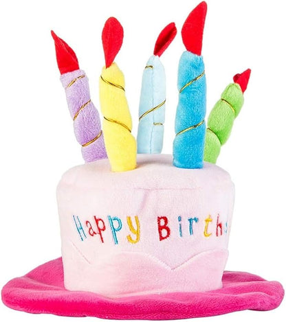 Cute Adorable Dog Cat Birthday Cake Hat Pet Cap Headwear Hat with 5 Color Candles Design Party Custom Accessory (One Size fits Most) (Blue)