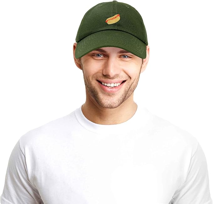DALIX Hot Dog Hat Embroidered Mens Womens Baseball Cap