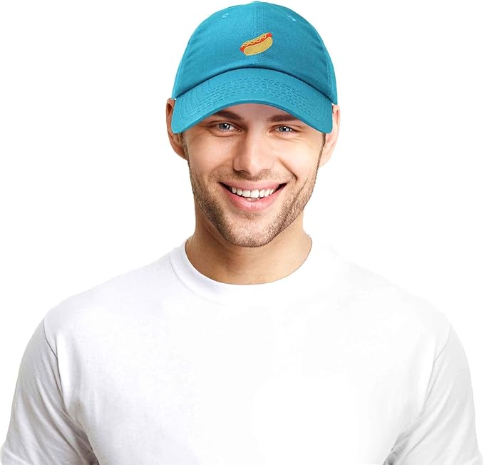 DALIX Hot Dog Hat Embroidered Mens Womens Baseball Cap