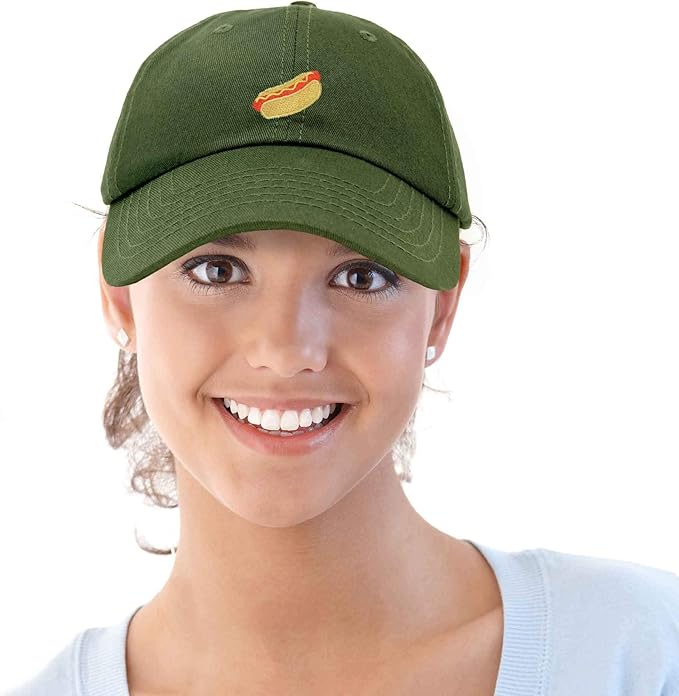 DALIX Hot Dog Hat Embroidered Mens Womens Baseball Cap