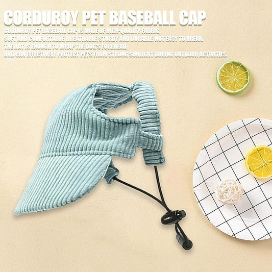 Dog Baseball Cap, Dog Cat Summer Beach Visor Hat with Ear Holes, Adjustable Puppy Sunbonnet Headdress (Green, Large)