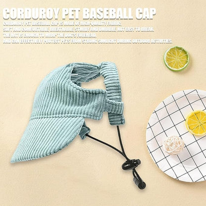 Dog Baseball Cap, Dog Cat Summer Beach Visor Hat with Ear Holes, Adjustable Puppy Sunbonnet Headdress (Green, X-Small)