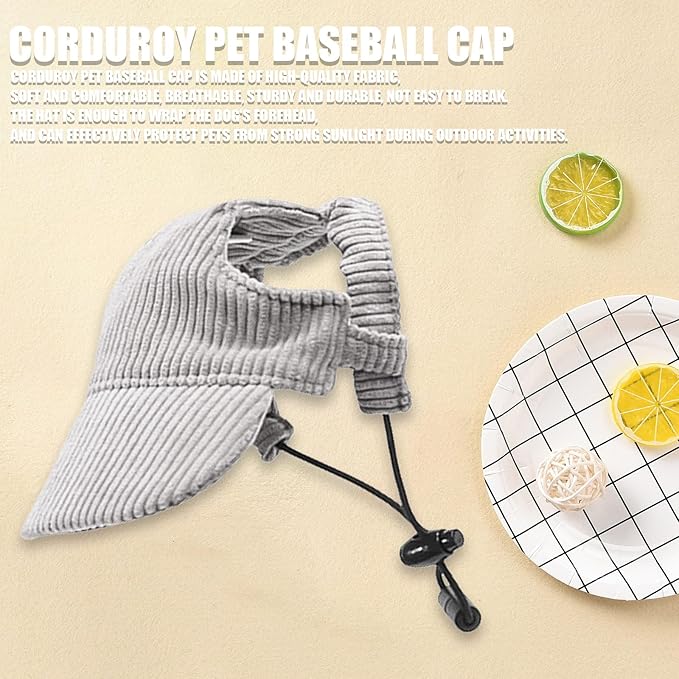 Dog Baseball Cap, Dog Cat Summer Beach Visor Hat with Ear Holes, Adjustable Puppy Sunbonnet Headdress (Grey, X-Large)