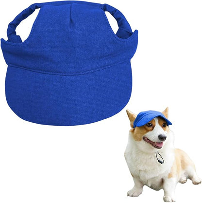 Dog Baseball Cap,Pet Summer Beach Hat,Dog Cat Sunbonnet Cap with Ear Holes,Adjustable Cat Visor for Small Medium Large Dogs (Deep Blue, X-Small)