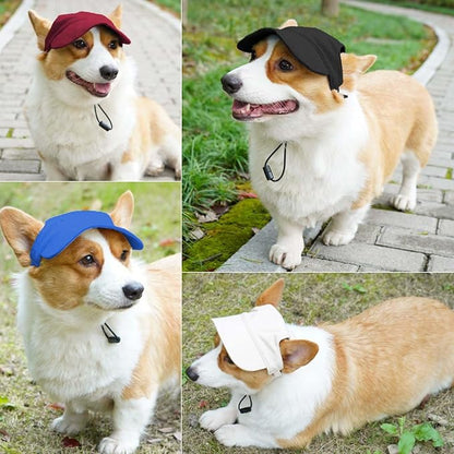 Dog Baseball Cap,Pet Summer Beach Hat,Dog Cat Sunbonnet Cap with Ear Holes,Adjustable Cat Visor for Small Medium Large Dogs (Red, Large)