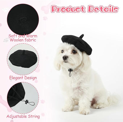 Dog Beret Cats Hats Dog Hats, Funny Artist Dogs Hat, French Mushroom Artist Fedora Hat Pet Headwear Decor Christmas Hair Accessory Photo Props