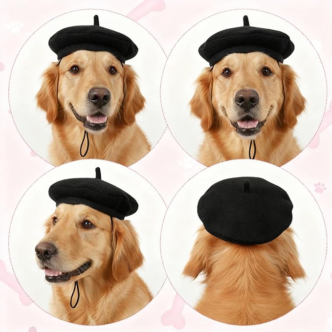 Dog Beret Cats Hats Dog Hats, Funny Artist Dogs Hat, French Mushroom Artist Fedora Hat Pet Headwear Decor Christmas Hair Accessory Photo Props