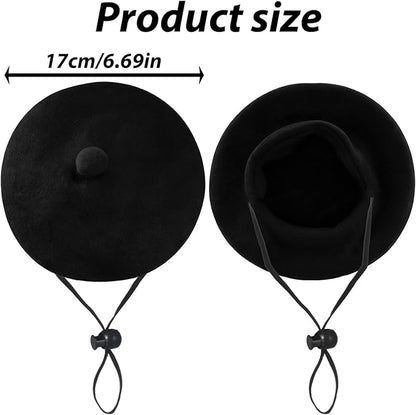 Dog Beret for Small Dogs Black Cat Beret Dog Hat Artist Pet Costume Dogs Fedora Hats Pet Headwear for Pets Cat Photo Props Christmas (Black)