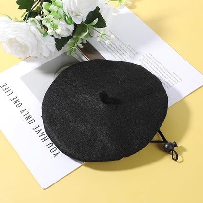 Dog Beret for Small Dogs Black Cat Beret Dog Hat Artist Pet Costume Dogs Fedora Hats Pet Headwear for Pets Cat Photo Props Christmas (Black)
