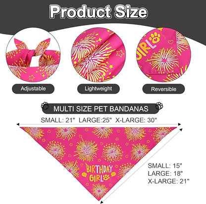 Dog Birthday Decorations Rose Pink, Dog Birthday Party Supplies with Hat Bandana Numbers for Large Medium Girl Pets Puppy