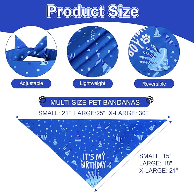 Dog Birthday Party Supplies, Blue Dog Birthday Set with Hat Bandana Numbers for Small Boy Pets Puppy