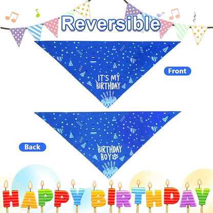 Dog Birthday Party Supplies, Blue Dog Birthday Set with Hat Bandana Numbers for Small Boy Pets Puppy