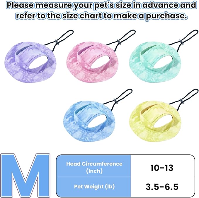Dog Bucket hat,cat hat, Bucket hat for Dogs with Ear Holes, Bucket hat for Dogs,Hats for Cats,Cat Sun hat Keep Your Pets Sun-Protected, Cool, Stylish and Beautiful. (Blue, M)
