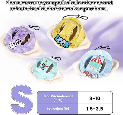 Dog Bucket hat,cat hat, Bucket hat for Dogs with Ear Holes, Bucket hat for Dogs,Hats for Cats,Cat Sun hat Keep Your Pets Sun-Protected, Cool, Stylish and Beautiful. (Blue&Pattern, S)