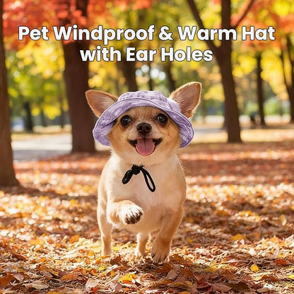 Dog Bucket hat,cat hat, Bucket hat for Dogs with Ear Holes, Bucket hat for Dogs,Hats for Cats,Cat Sun hat Keep Your Pets Sun-Protected, Cool, Stylish and Beautiful. (Purple, M)