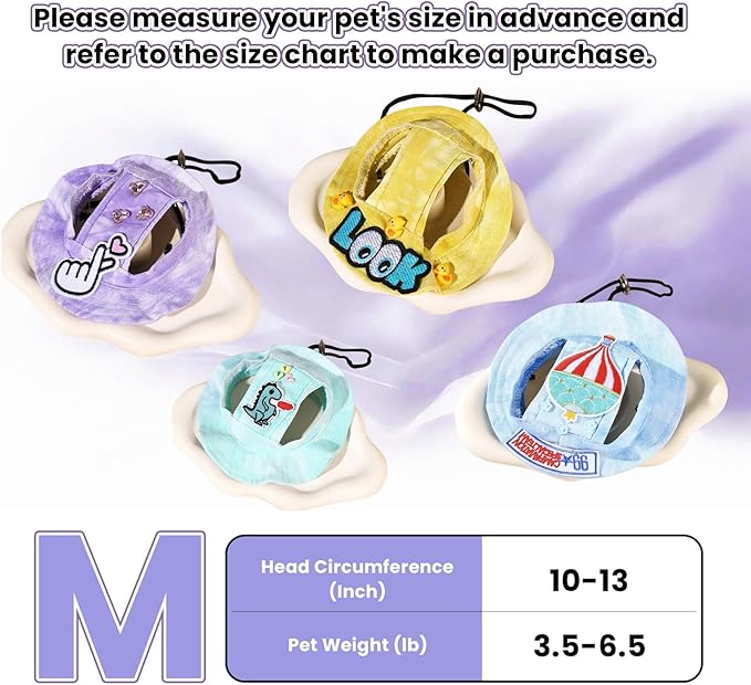 Dog Bucket hat,cat hat, Bucket hat for Dogs with Ear Holes, Bucket hat for Dogs,Hats for Cats,Cat Sun hat Keep Your Pets Sun-Protected, Cool, Stylish and Beautiful. (Yellow&Pattern, M)
