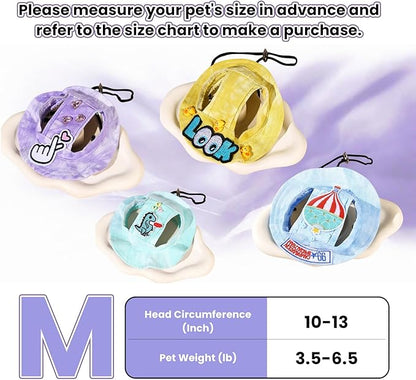 Dog Bucket hat,cat hat, Bucket hat for Dogs with Ear Holes, Bucket hat for Dogs,Hats for Cats,Cat Sun hat Keep Your Pets Sun-Protected, Cool, Stylish and Beautiful. (Yellow&Pattern, M)
