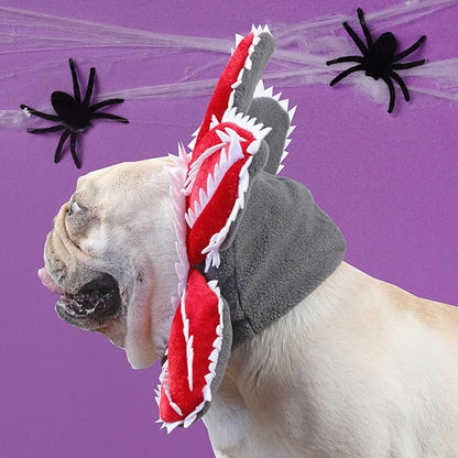 Dog Costume Hat Ear Wrap Piranha Plant Design, Funny Dog Halloween Costumes Headwear, Warm Pet Ear Head Wrap for Cold Weather, Pet Cosplay Clothes for Birthday Party, Christmas,M