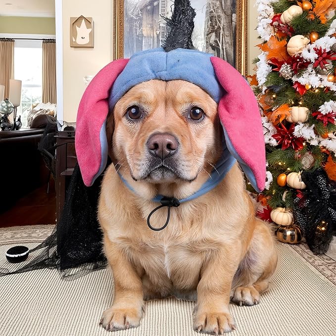 Dog Costume Hat with Donkey Ear for Dogs and Cats, Funny Dog Halloween Christmas Costumes Headwear,Small Medium Large Pet Cosplay Clothes for Party Birthday and Holiday,S