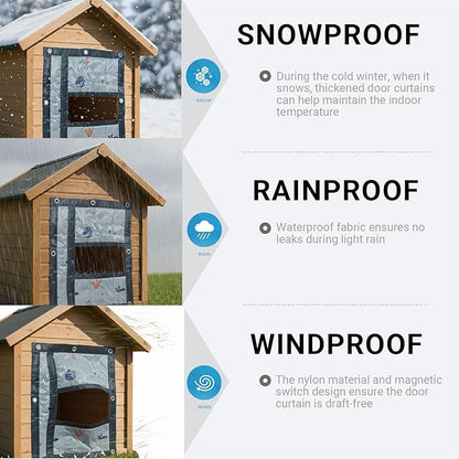 Dog Door Flap, Insulated Windproof Magnetic Replacement Pet Door Cover with Clear Window & Weighted Bottom Bar,for Dog Houses, Cat Houses, and Other Pet Shelters,2 Sizes (15.7 * 19.7)