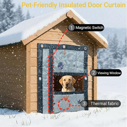 Dog Door Flap, Insulated Windproof Magnetic Replacement Pet Door Cover with Clear Window & Weighted Bottom Bar,for Dog Houses, Cat Houses, and Other Pet Shelters,2 Sizes (15.7 * 19.7)