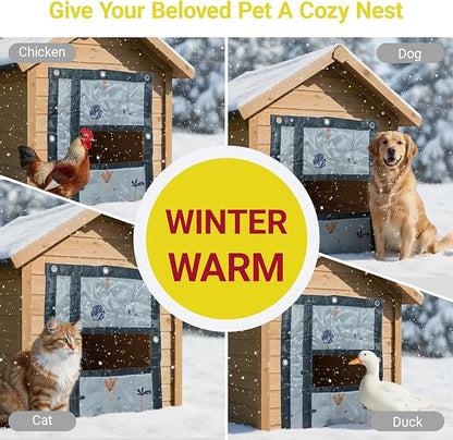 Dog Door Flap, Insulated Windproof Magnetic Replacement Pet Door Cover with Clear Window & Weighted Bottom Bar,for Dog Houses, Cat Houses, and Other Pet Shelters,2 Sizes (15.7 * 19.7)