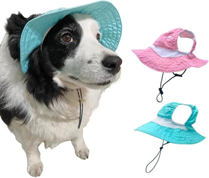 Dog Hat with Ear Hole for Large Dog Sunscreen Summer Bucket Hats Cat Suncare Cooling Outdoor Hat Sun Protection Pet Caps (Blue, X-Large)