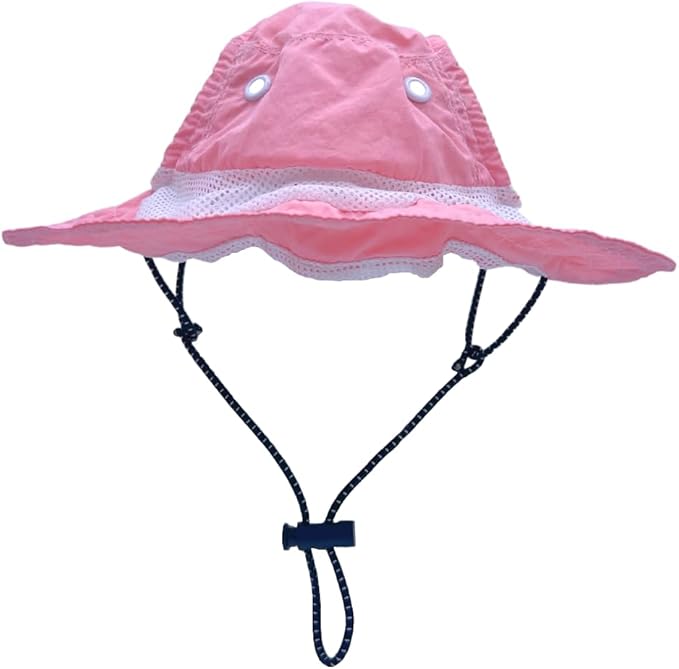 Dog Outdoor Hat with Ear Hole Round Brim Summer Dog Puppy Cat Suncare Cooling Bucket Hat Cute Active Sun Protection Pet Caps (Pink, Medium)