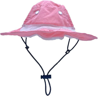 Dog Outdoor Hat with Ear Hole Round Brim Summer Dog Puppy Cat Suncare Cooling Bucket Hat Cute Active Sun Protection Pet Caps (Pink, Medium)