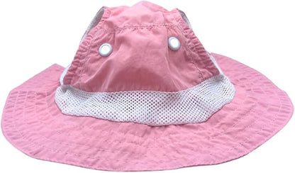 Dog Outdoor Hat with Ear Hole Round Brim Summer for Large Dog Suncare Cooling Bucket Hat Cute Walking Hiking Sun Protection Pet Caps(Pink, X-Large)