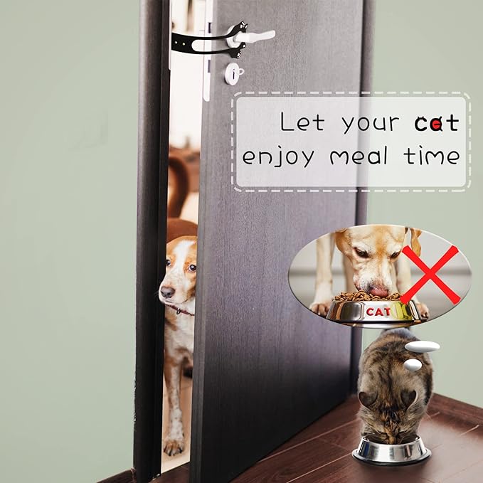 Elilier Cat Door Latch Holder,【8 Adjustable Sizes】 Stronger Flex Cat Door Stopper, Keep Door Open 1.5" to 8", Let's Cats in and Keeps Dogs Out of Litter & Food, No Tool Required & No Wall Damage