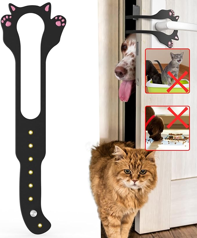 Elilier Cat Door Latch Holder,【8 Adjustable Sizes】 Stronger Flex Cat Door Stopper, Keep Door Open 1.5" to 8", Let's Cats in and Keeps Dogs Out of Litter & Food, No Tool Required & No Wall Damage
