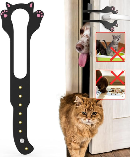 Elilier Cat Door Latch Holder,【8 Adjustable Sizes】 Stronger Flex Cat Door Stopper, Keep Door Open 1.5" to 8", Let's Cats in and Keeps Dogs Out of Litter & Food, No Tool Required & No Wall Damage