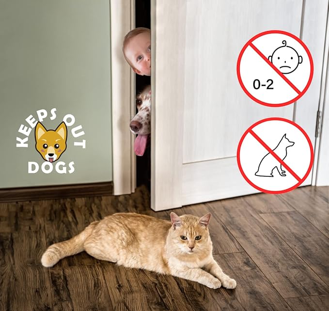 Elilier Cat Door Latch Holder,【8 Adjustable Sizes】 Stronger Flex Cat Door Stopper, Keep Door Open 1.5" to 8", Let's Cats in and Keeps Dogs Out of Litter & Food, No Tool Required & No Wall Damage