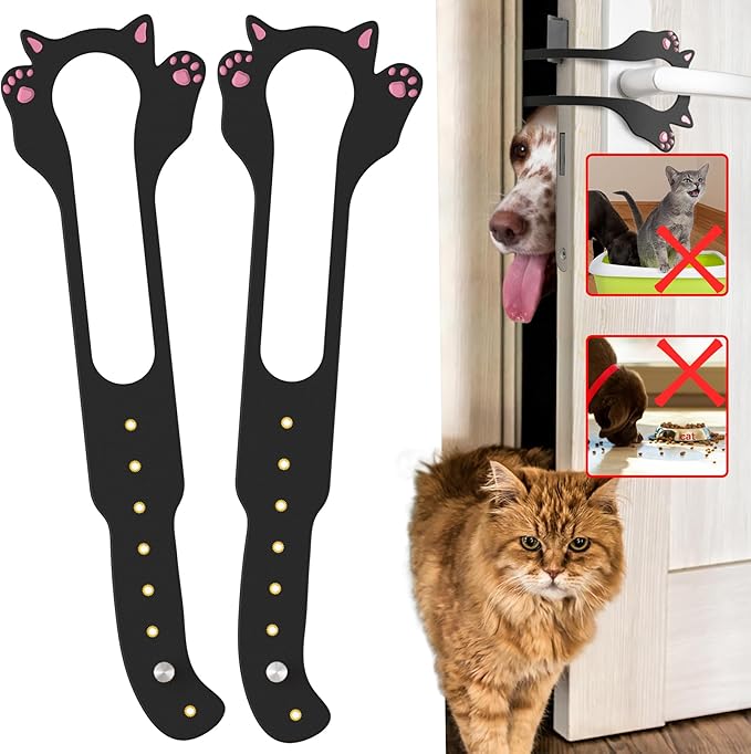 Elilier Cat Door Latch Holder,【8 Adjustable Sizes】 Stronger Flex Cat Door Stopper, Keep Door Open 1.5" to 8", Let's Cats in and Keeps Dogs Out of Litter & Food, No Tool Required & No Wall Damage