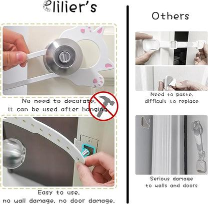 Elilier Cat Door Latch Holder,【8 Adjustable Sizes】 Stronger Flex Cat Door Stopper, Keep Door Open 1.5" to 8", Let's Cats in and Keeps Dogs Out of Litter & Food, No Tool Required & No Wall Damage