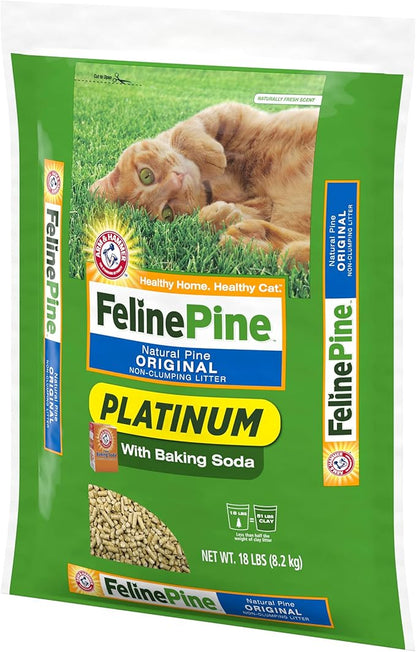Feline Pine Platinum Non-Clumping Cat Litter, Feline Pine Cat Litter 18lb