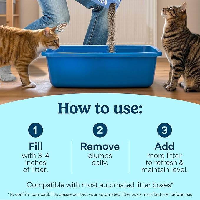 Fresh Step Advanced Simply Unscented Multi Cat Clumping Cat Litter, Low Dust, Odor Control with Activated Charcoal Tech, Compatible in Automatic Litter Boxes, 18.5 lb.