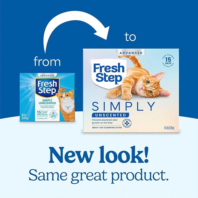 Fresh Step Advanced Simply Unscented Multi Cat Clumping Cat Litter, Low Dust, Odor Control with Activated Charcoal Tech, Compatible in Automatic Litter Boxes, 37 lbs. (2 x 18.5 lb.)