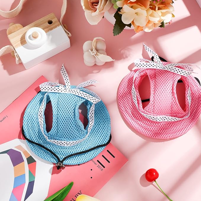 Frienda 2 Pcs Dog Hat for Small Dogs Breathable Mesh Sun Visor Cap with Ear Holes & Adjustable Chin Strap Summer Outdoor Sun Protection Beach Hat for Puppy Chihuahua Shih Tzu Yorkshire Terrier