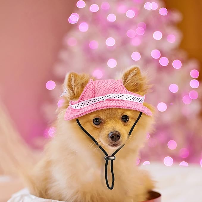 Frienda 2 Pcs Dog Hat for Small Dogs Breathable Mesh Sun Visor Cap with Ear Holes & Adjustable Chin Strap Summer Outdoor Sun Protection Beach Hat for Puppy Chihuahua Shih Tzu Yorkshire Terrier