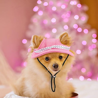 Frienda 2 Pcs Dog Hat for Small Dogs Breathable Mesh Sun Visor Cap with Ear Holes & Adjustable Chin Strap Summer Outdoor Sun Protection Beach Hat for Puppy Chihuahua Shih Tzu Yorkshire Terrier