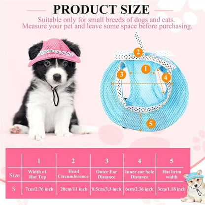 Frienda 2 Pcs Dog Hat for Small Dogs Breathable Mesh Sun Visor Cap with Ear Holes & Adjustable Chin Strap Summer Outdoor Sun Protection Beach Hat for Puppy Chihuahua Shih Tzu Yorkshire Terrier