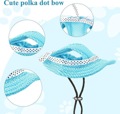 Frienda 2 Pcs Dog Hat for Small Dogs Breathable Mesh Sun Visor Cap with Ear Holes & Adjustable Chin Strap Summer Outdoor Sun Protection Beach Hat for Puppy Chihuahua Shih Tzu Yorkshire Terrier