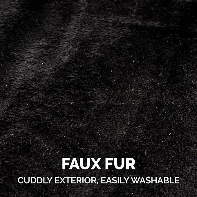 Furhaven Cozy Plush Faux Fur Flex-Fit Black Bat Dog Hat - Washable, Extra Large
