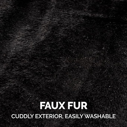 Furhaven Cozy Plush Faux Fur Flex-Fit Black Bat Dog Hat - Washable, Extra Large