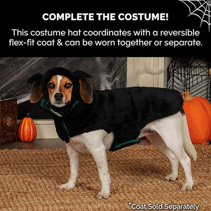 Furhaven Cozy Plush Faux Fur Flex-Fit Black Bat Dog Hat - Washable, Extra Large